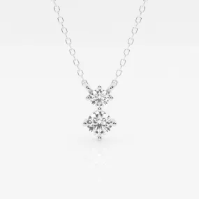 1.0 TCW Round Moissanite Diamond Two Stone Necklace