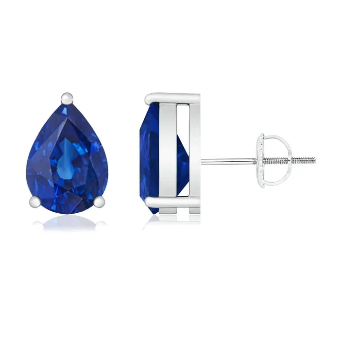 1.5 CT. Classic Pear-Shaped Sapphire Stud Earrings