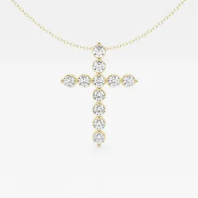 2.0 TCW Round Moissanite Diamond Cross Necklace