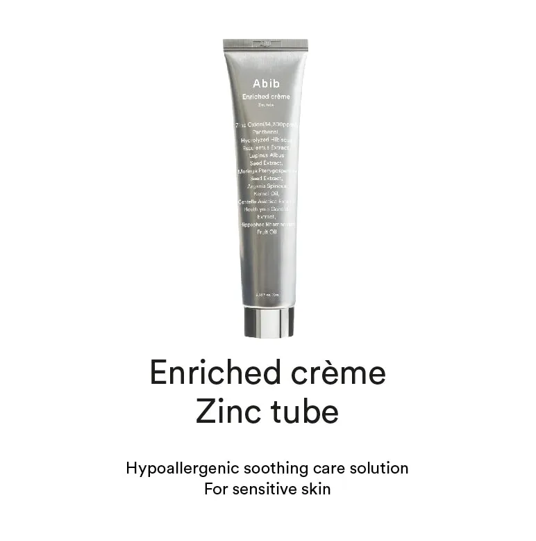 Abib Enriched crème Zinc Tube Cream 70ml Sensitive Skincare Barrier Moisture