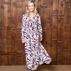 Abstract Zebra Shirt Dress Orchid