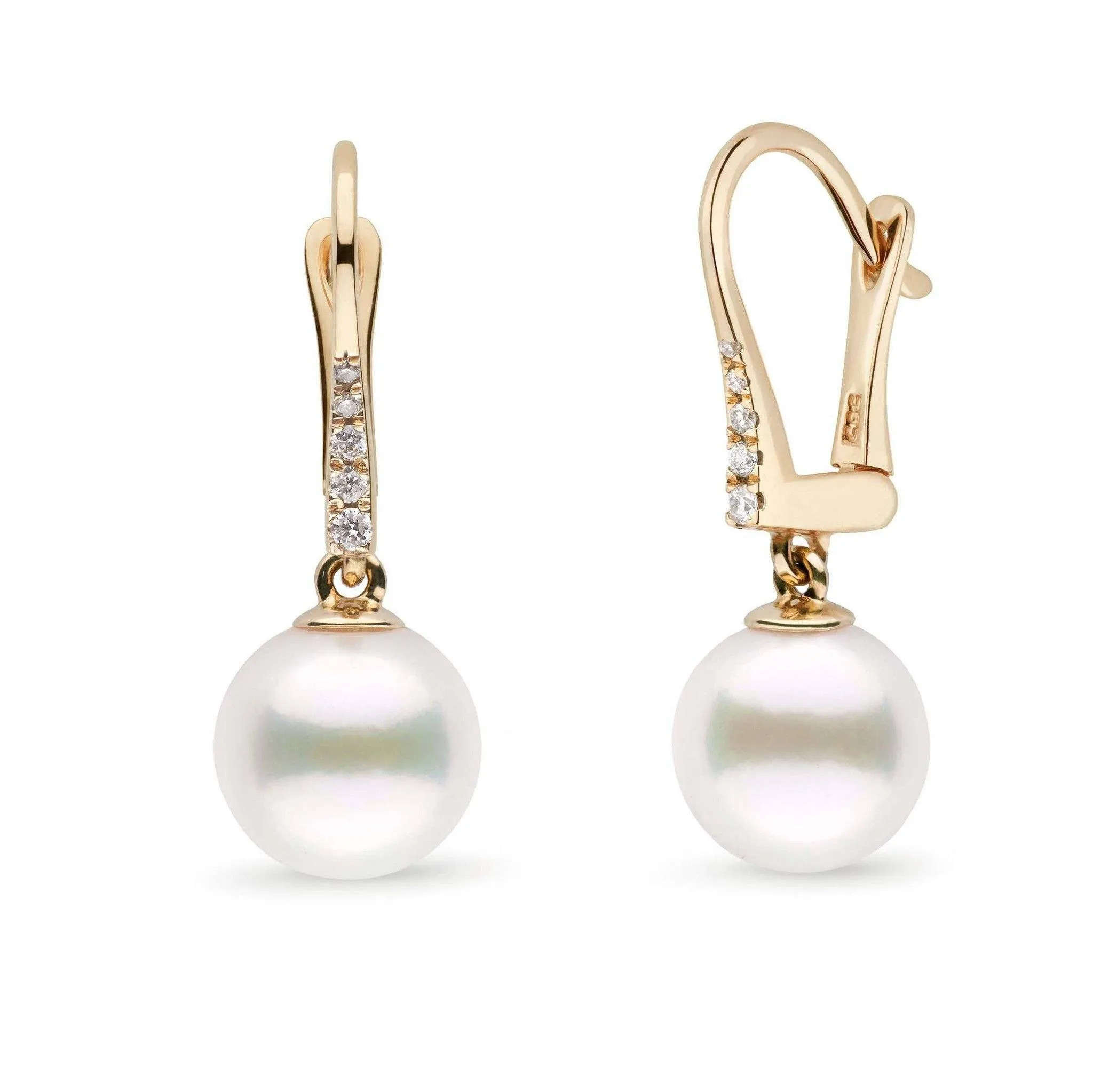 Allure Collection White Freshadama Freshwater 9.0-10.0 mm Pearl & Diamond Dangle Earrings