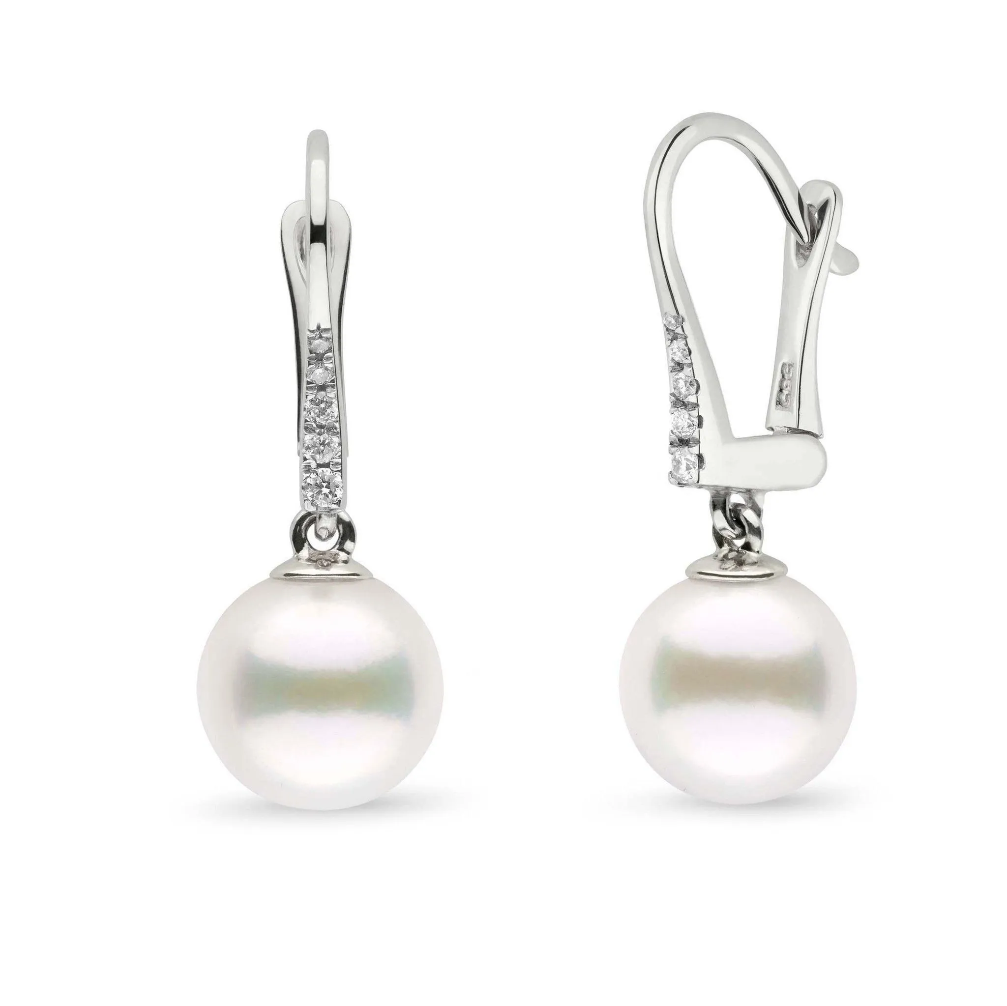 Allure Collection White Freshadama Freshwater 9.0-10.0 mm Pearl & Diamond Dangle Earrings