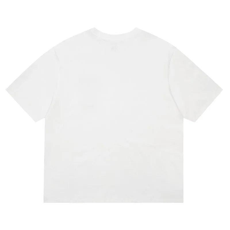 AMI Paris Oversized Logo-Appliquéd Cotton-Jersey T-Shirt White/Red