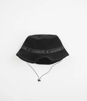 and wander JQ Tape Bucket Hat - Black