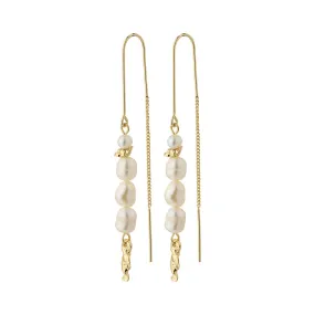 Berthe Gold Plated Pull Through Pearl Earrings