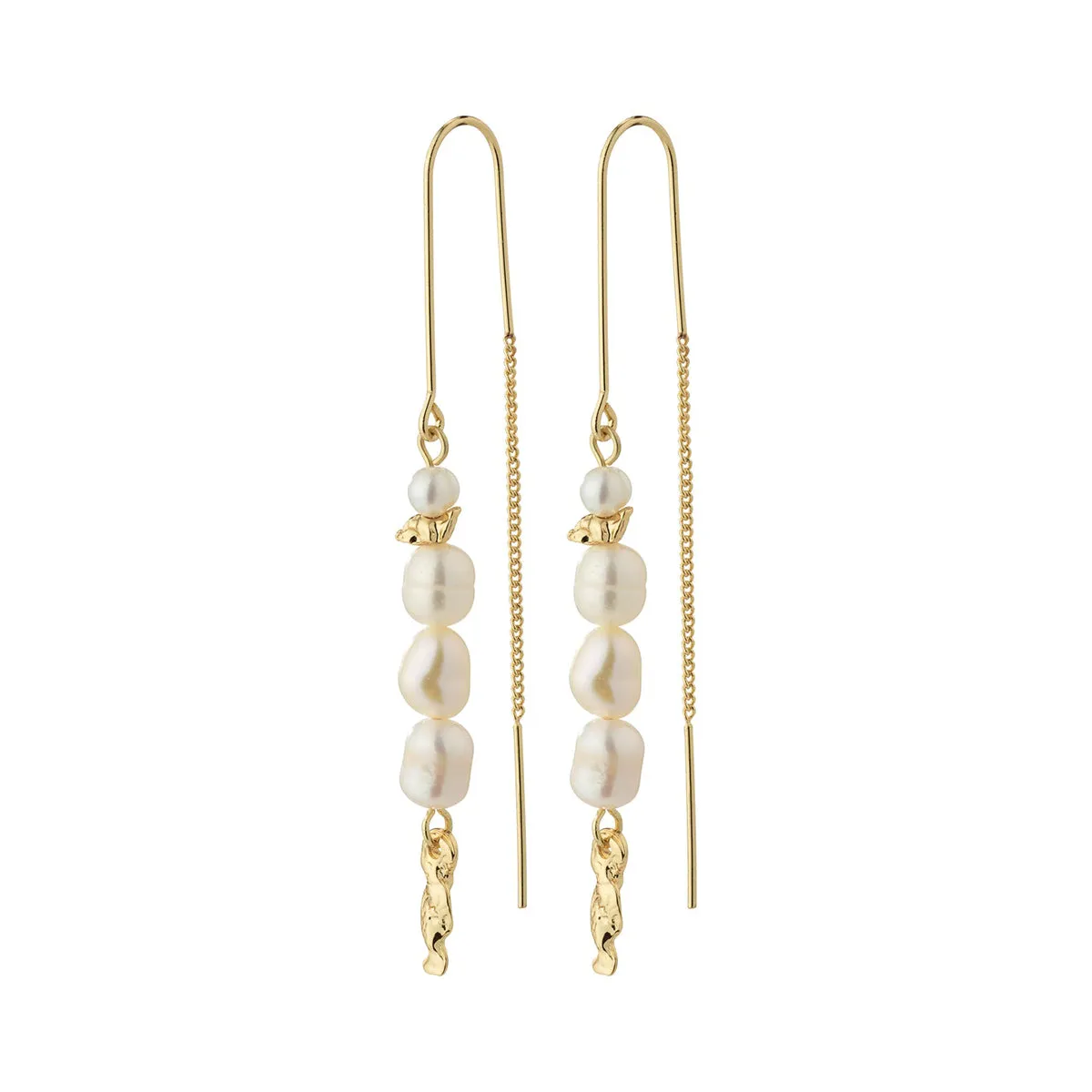 Berthe Gold Plated Pull Through Pearl Earrings