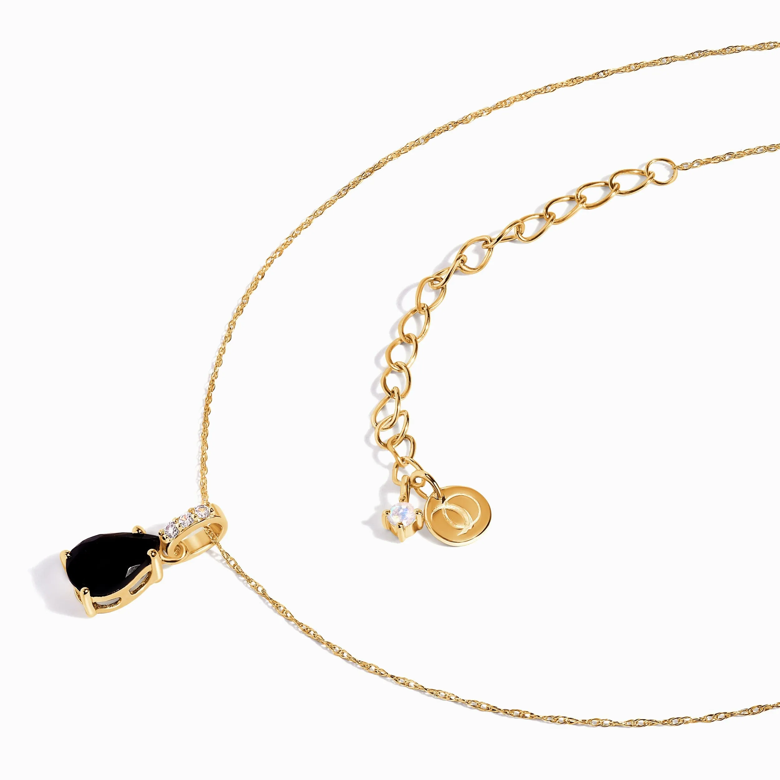 Black Onyx Lab Diamond Necklace Sway - December Birthstone