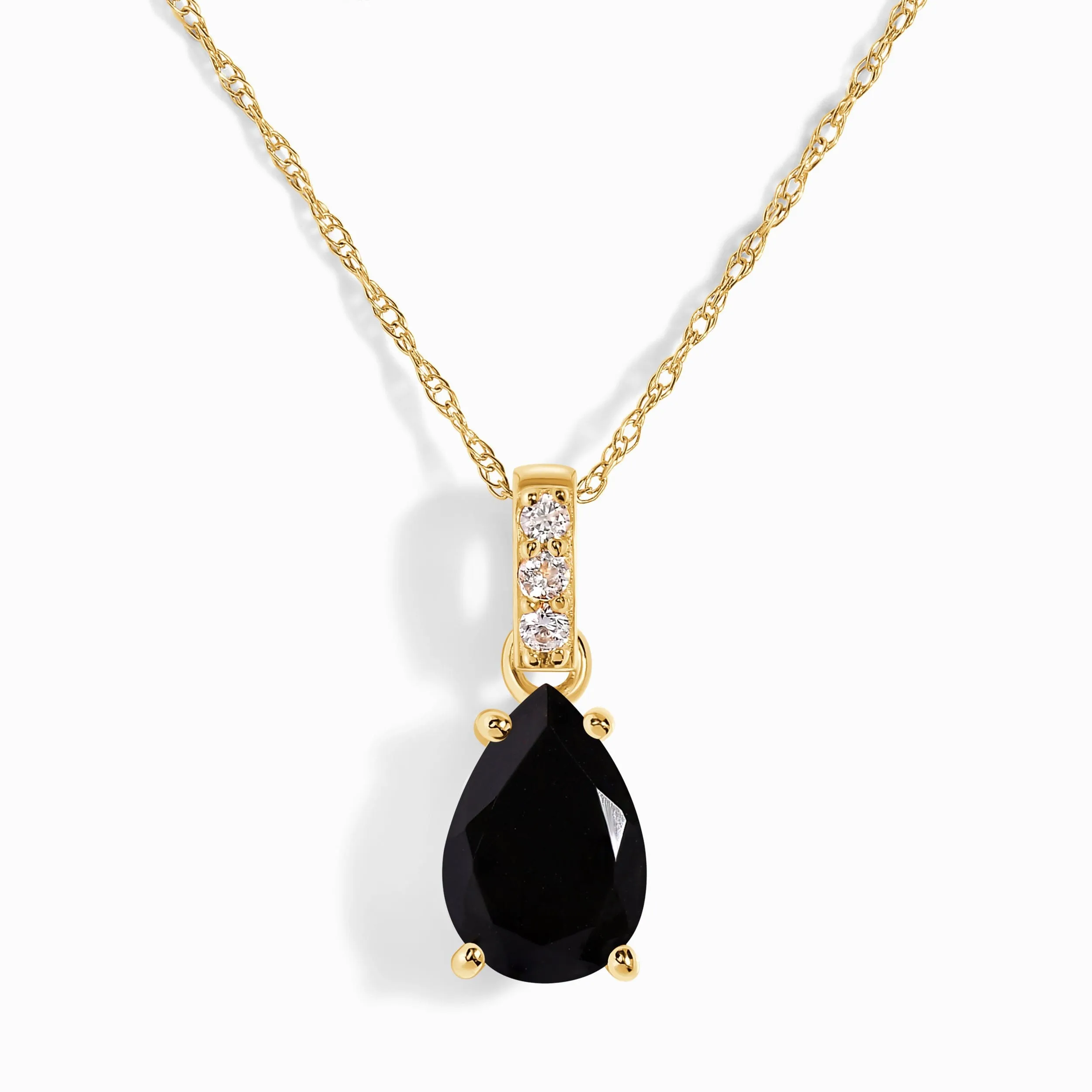 Black Onyx Lab Diamond Necklace Sway - December Birthstone