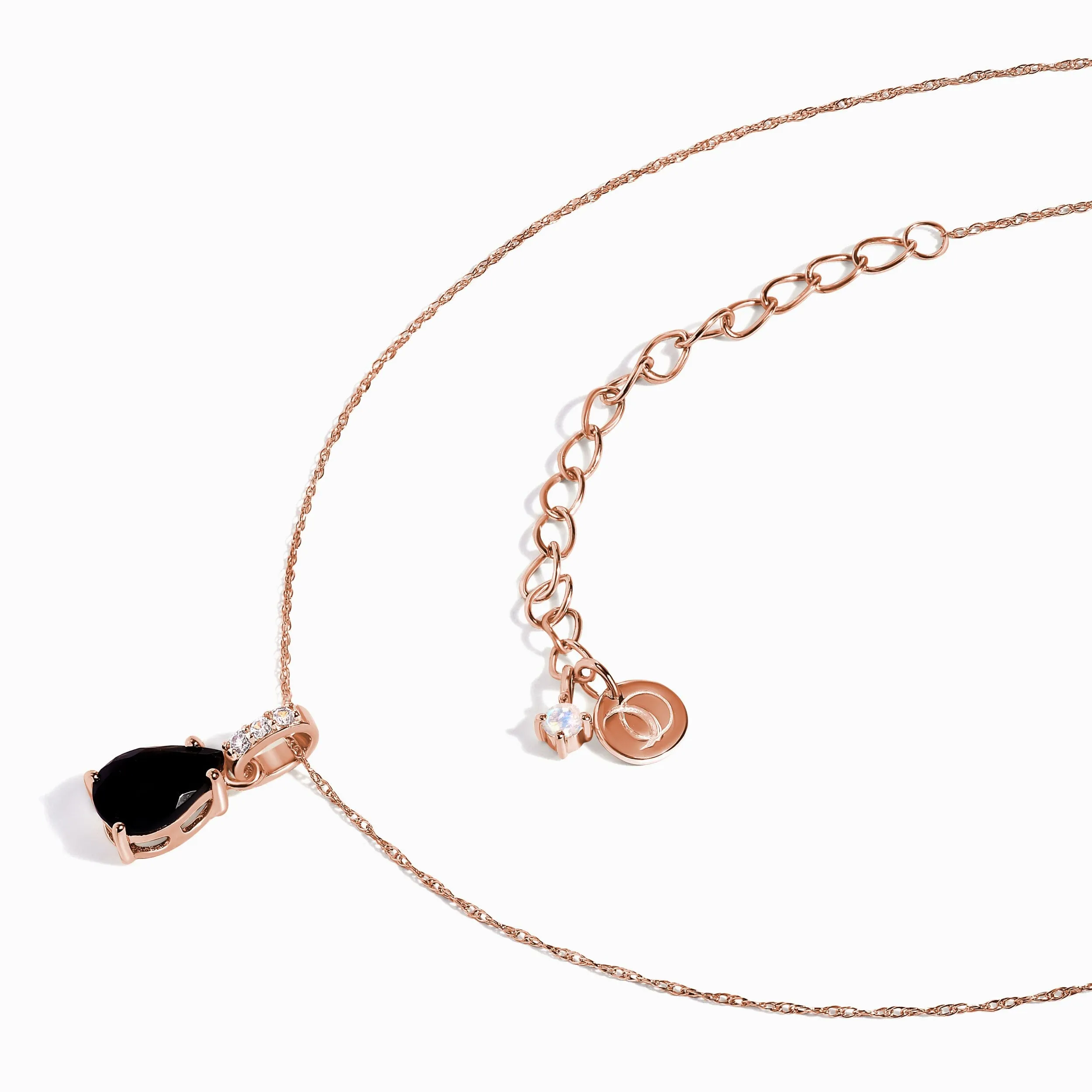 Black Onyx Lab Diamond Necklace Sway - December Birthstone