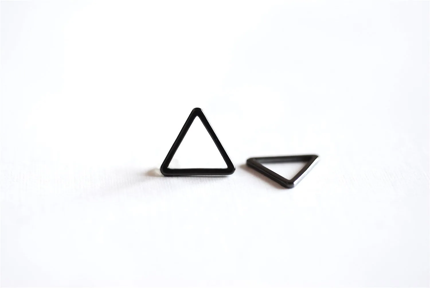 Black Rhodium Open Triangle Rings Connector Charm- Black Rhodium Plated over 925 Sterling Silver Triangle, Black Triangle Charms, Link, 270