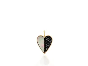 Black Spinel And Grey Mother Of Pearl Heart Charm