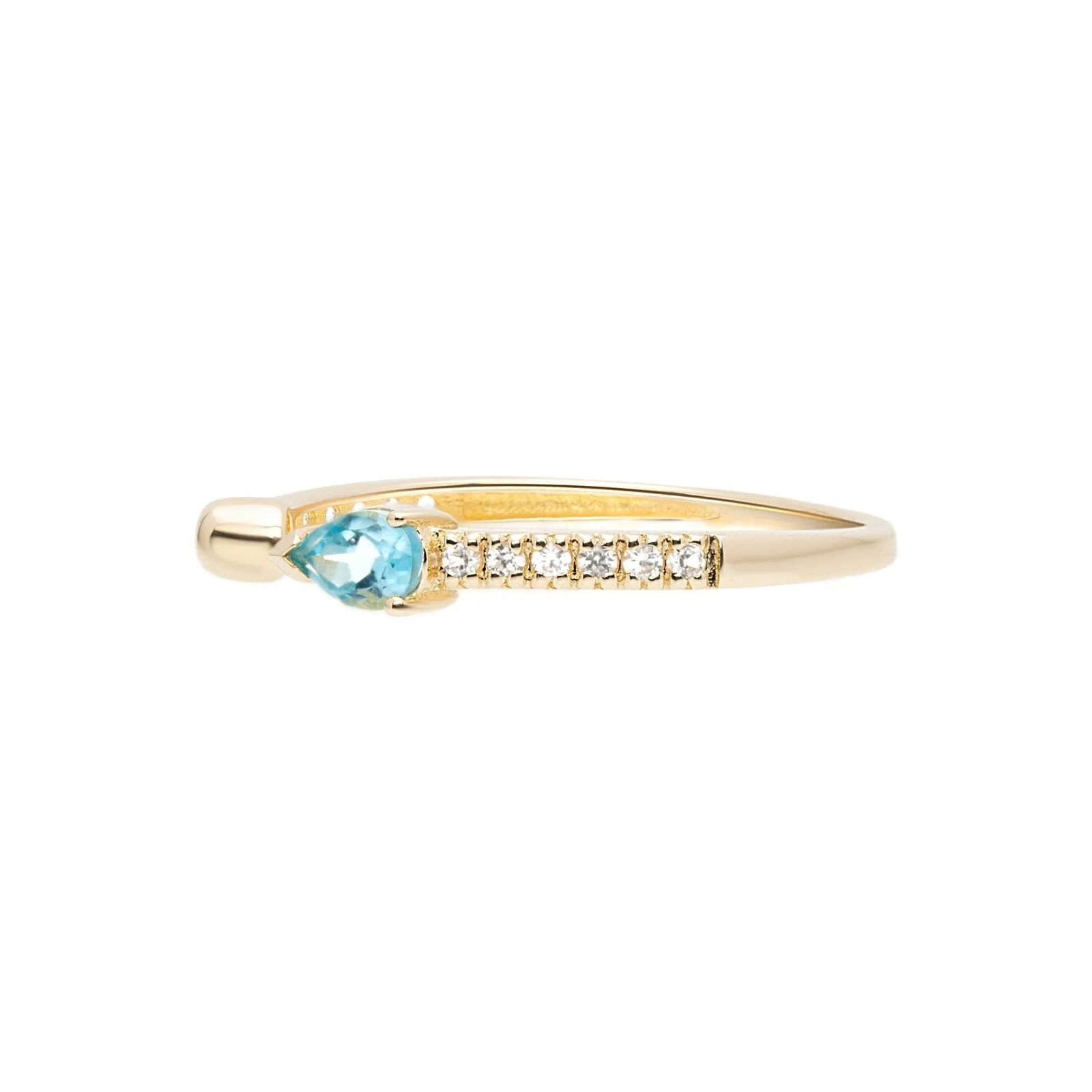 Blue Topaz Pear Open Cuff Ring