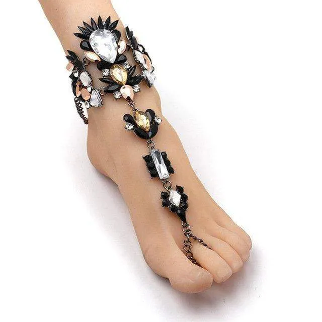 Bohemian Barefoot Sandals Pair - Black - One Size