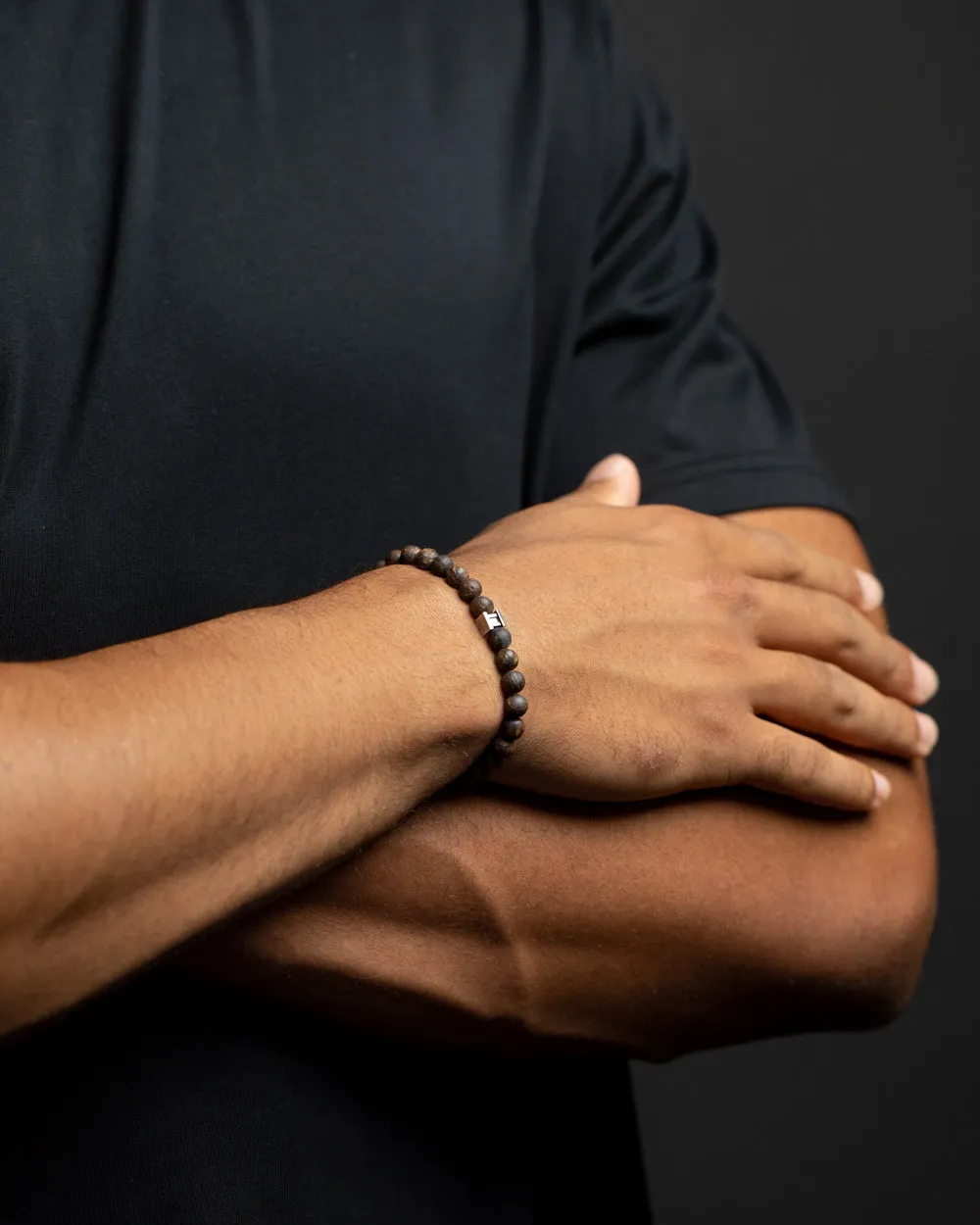 Bracelet with 6mm matte brown Bronzite stone