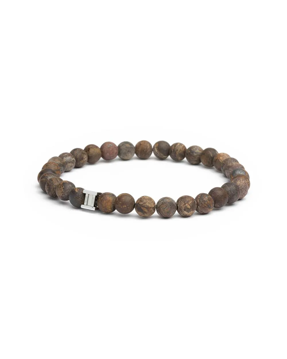 Bracelet with 6mm matte brown Bronzite stone