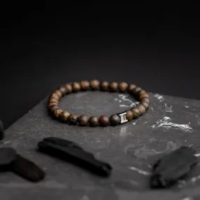 Bracelet with 6mm matte brown Bronzite stone