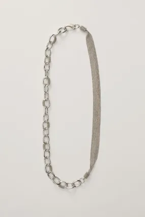 Brilliant Ribbon and Chain Necklace in Nickel