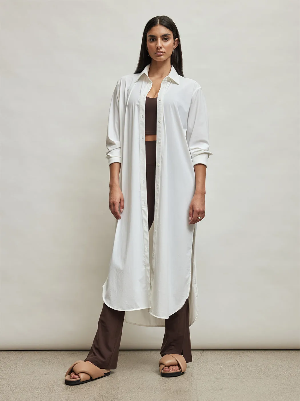 Button Up Oversized Tunic - White