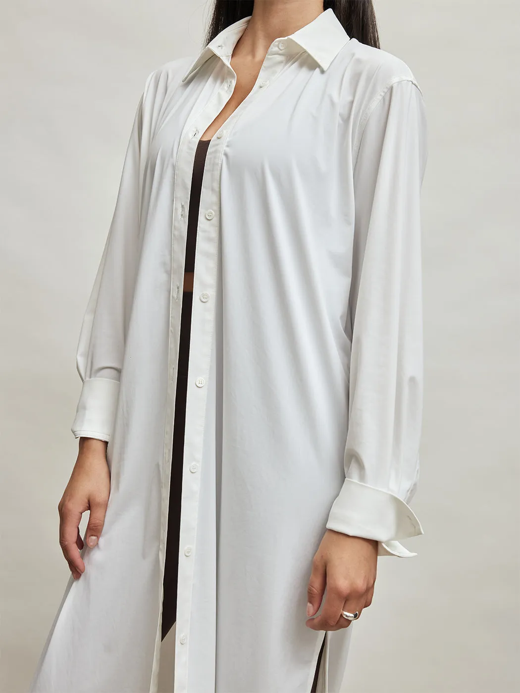 Button Up Oversized Tunic - White