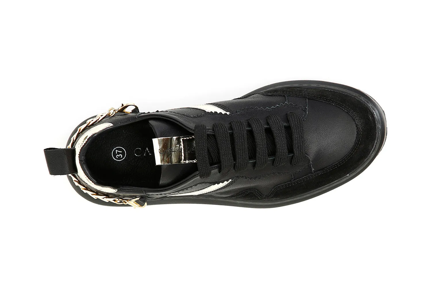 CafèNoir sneakers con catena tomaia pelle