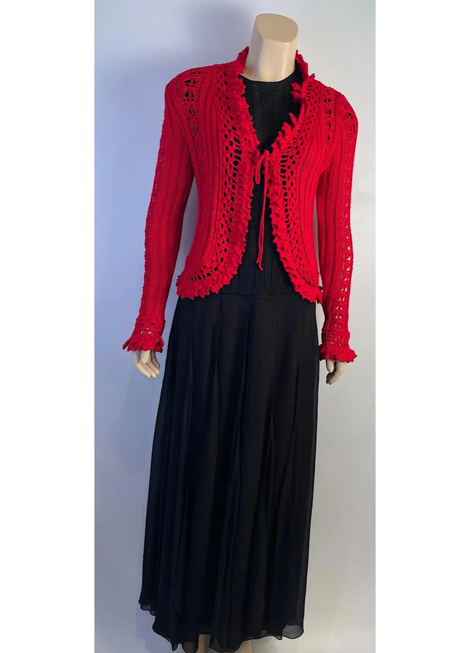 Chanel 04P 2004 Spring Red Cardigan FR 38 US 4/6/8