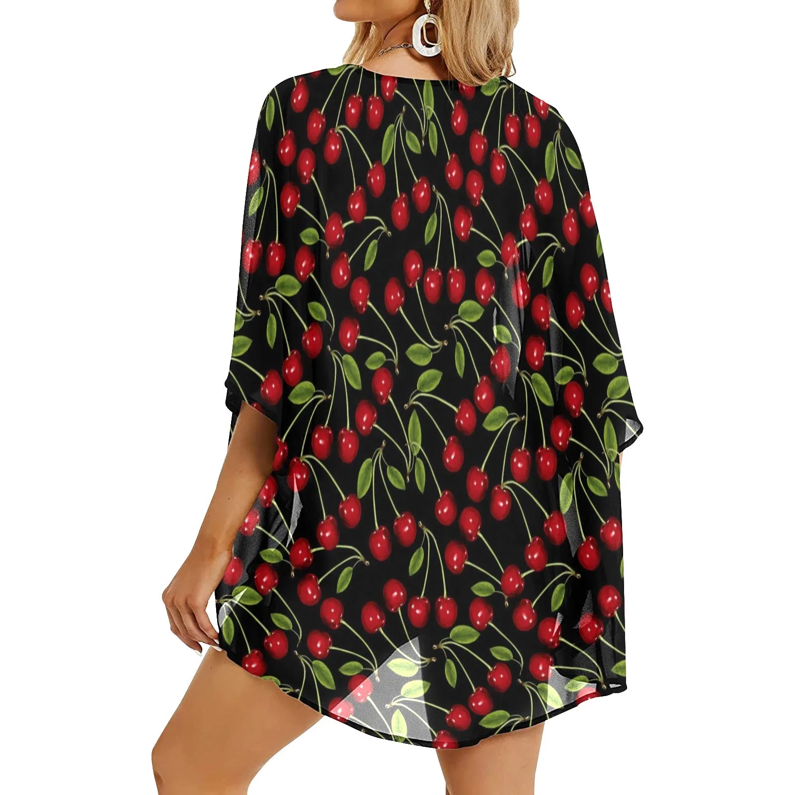 CHERRY BOMBERS 5 Women's Kimono Chiffon Cover Up (Model H51)