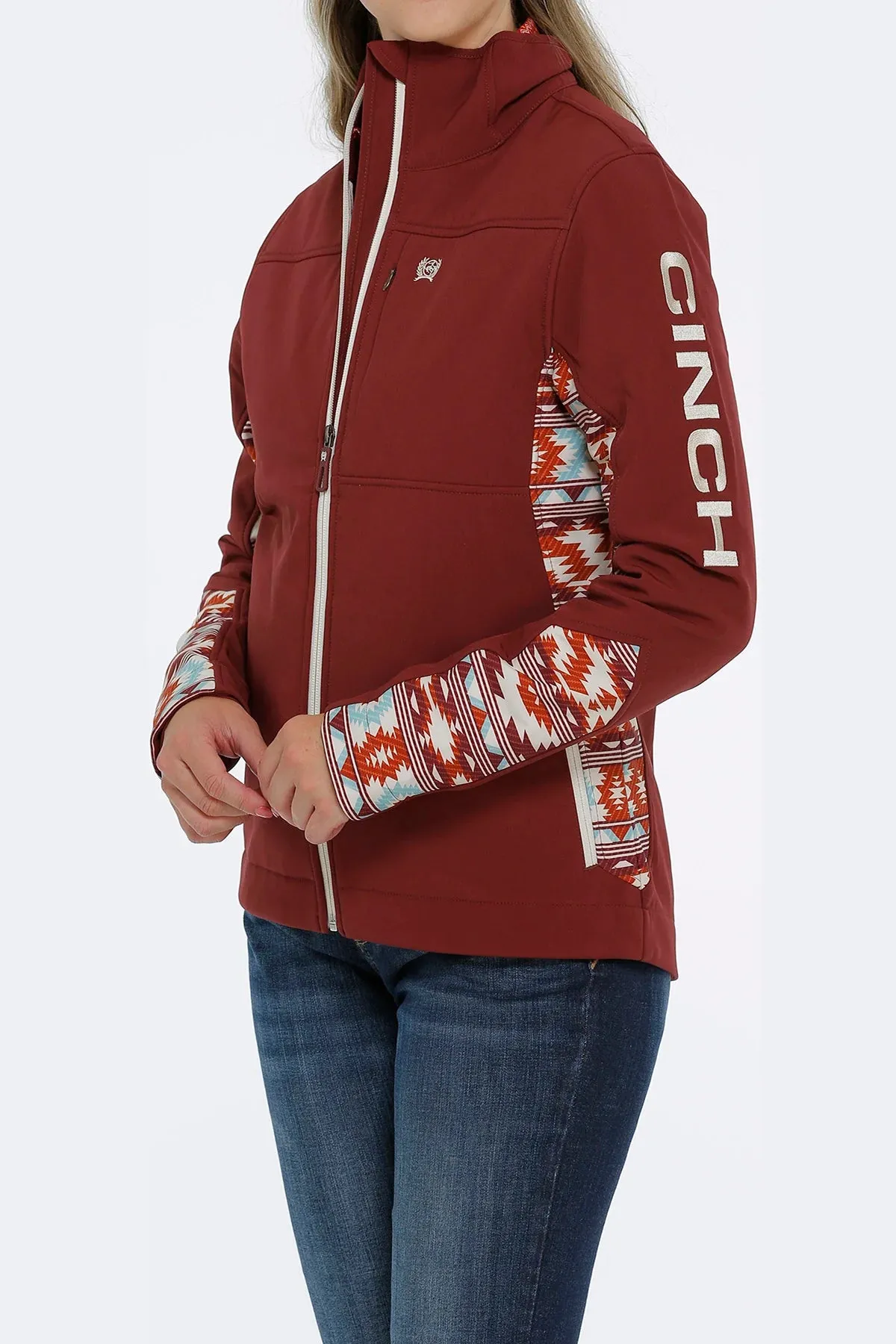 Cinch Womens Burgundy Aztec Jacket