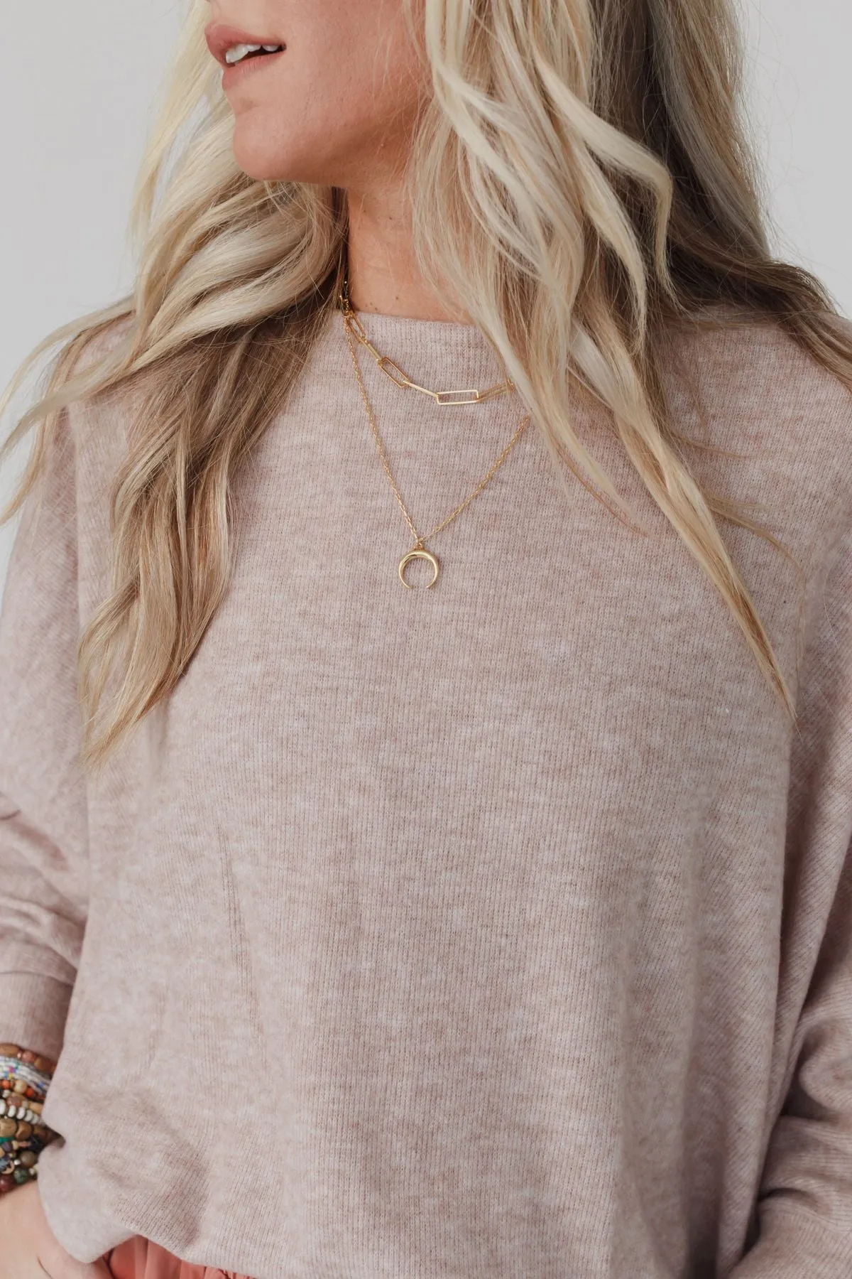 Crescent Layered Chain Necklace - Gold