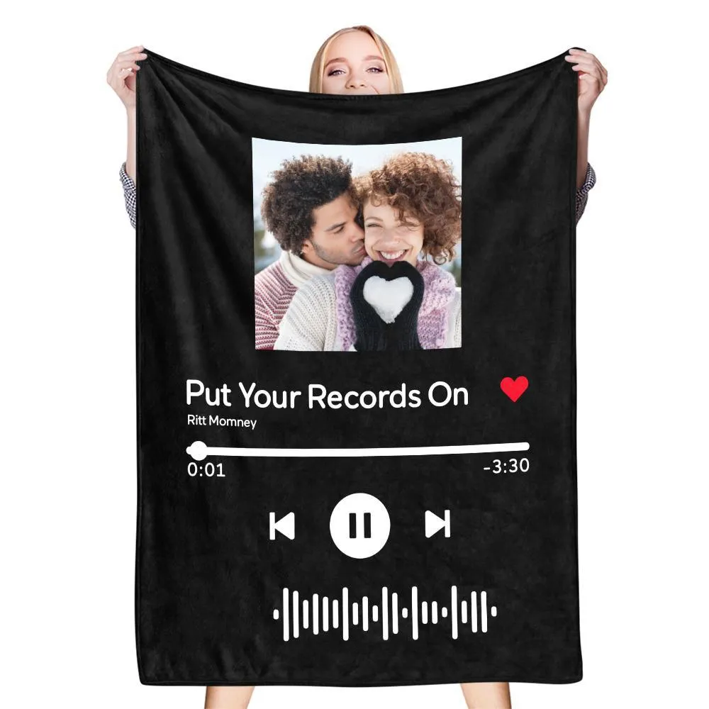 Custom Scannable Music Code Photo Fleece Blanket - 4 Colors