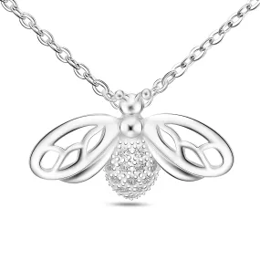 CZ Queen Bumble Bee Necklace Sterling Silver