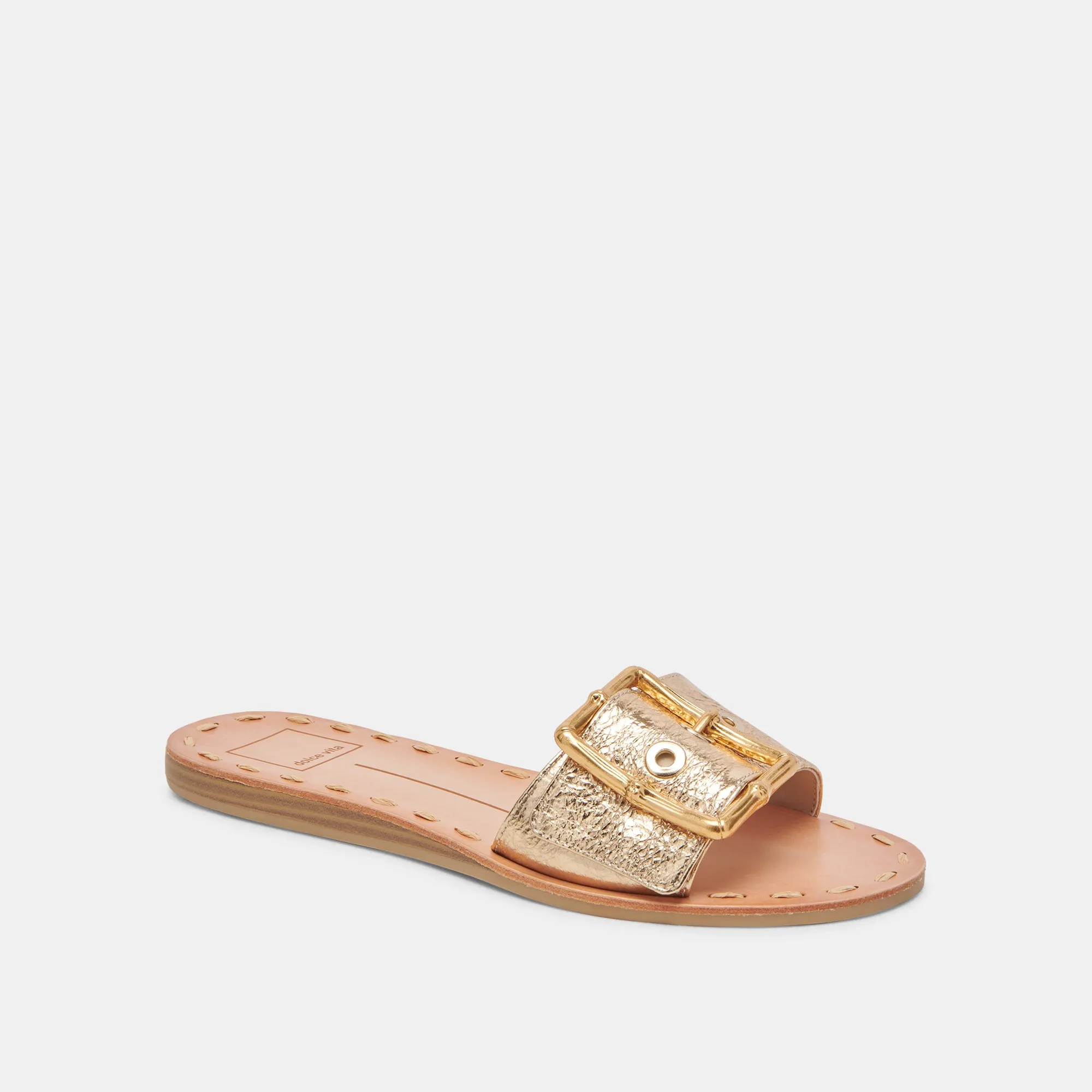 DASA WIDE SANDALS GOLD CRACKLED LEATHER