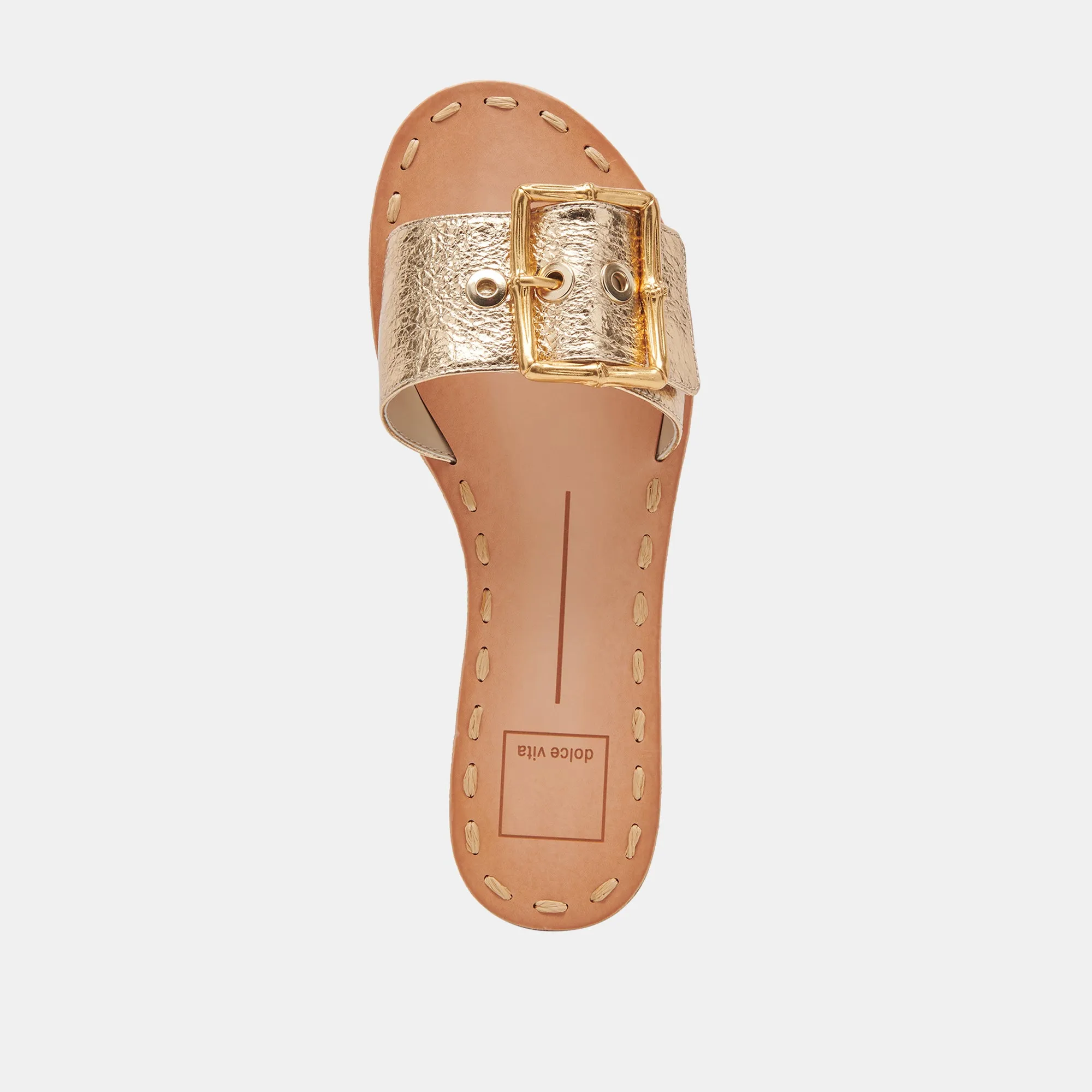 DASA WIDE SANDALS GOLD CRACKLED LEATHER