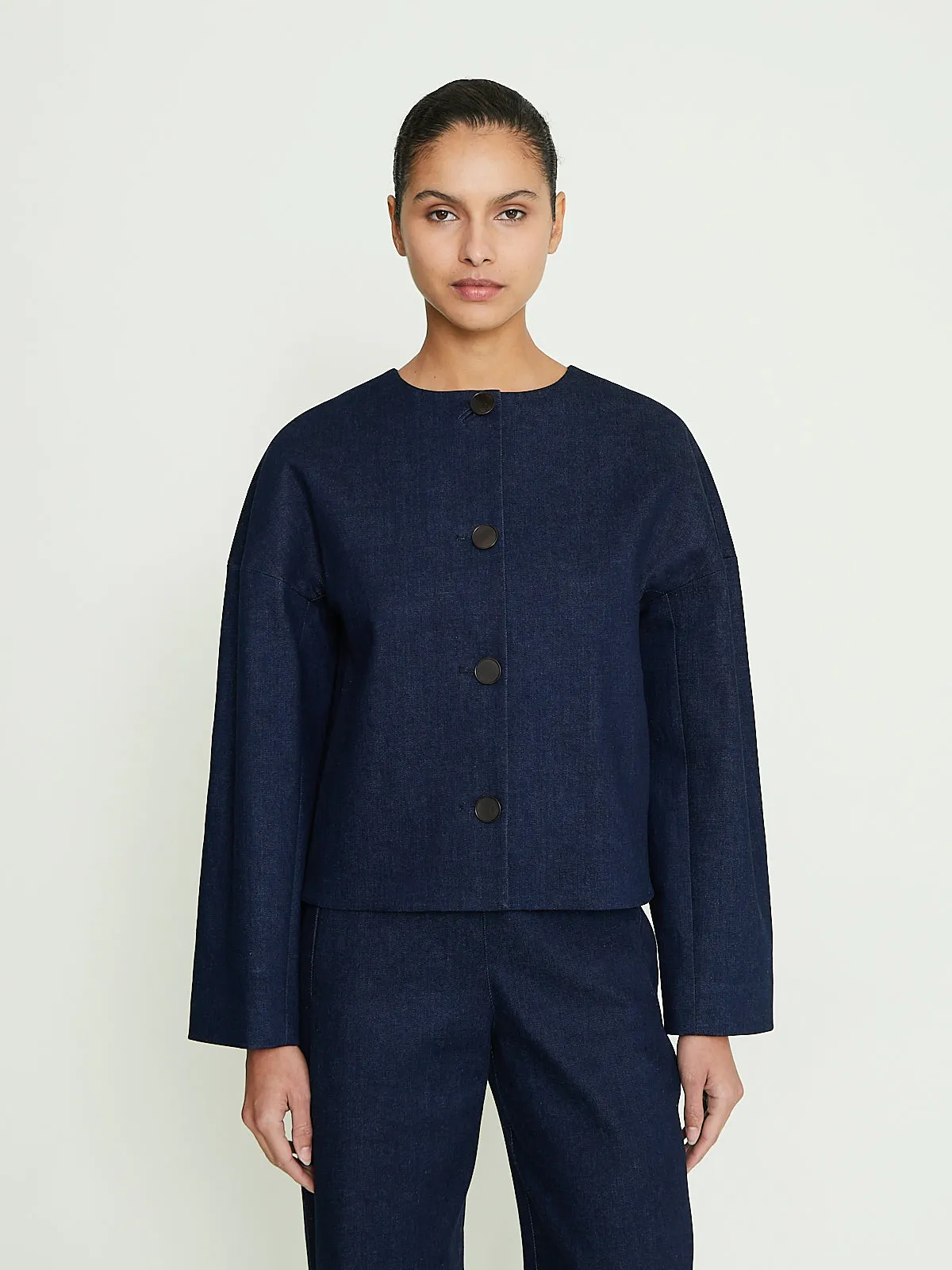 Dev Cropped Jacket in Indigo