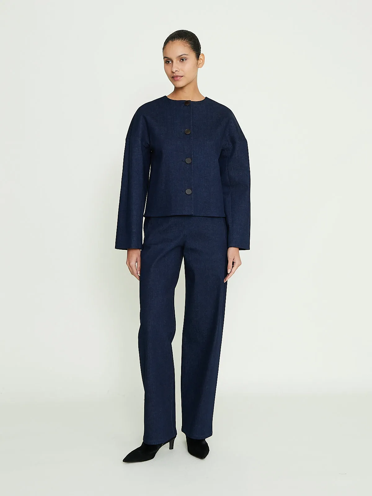 Dev Cropped Jacket in Indigo