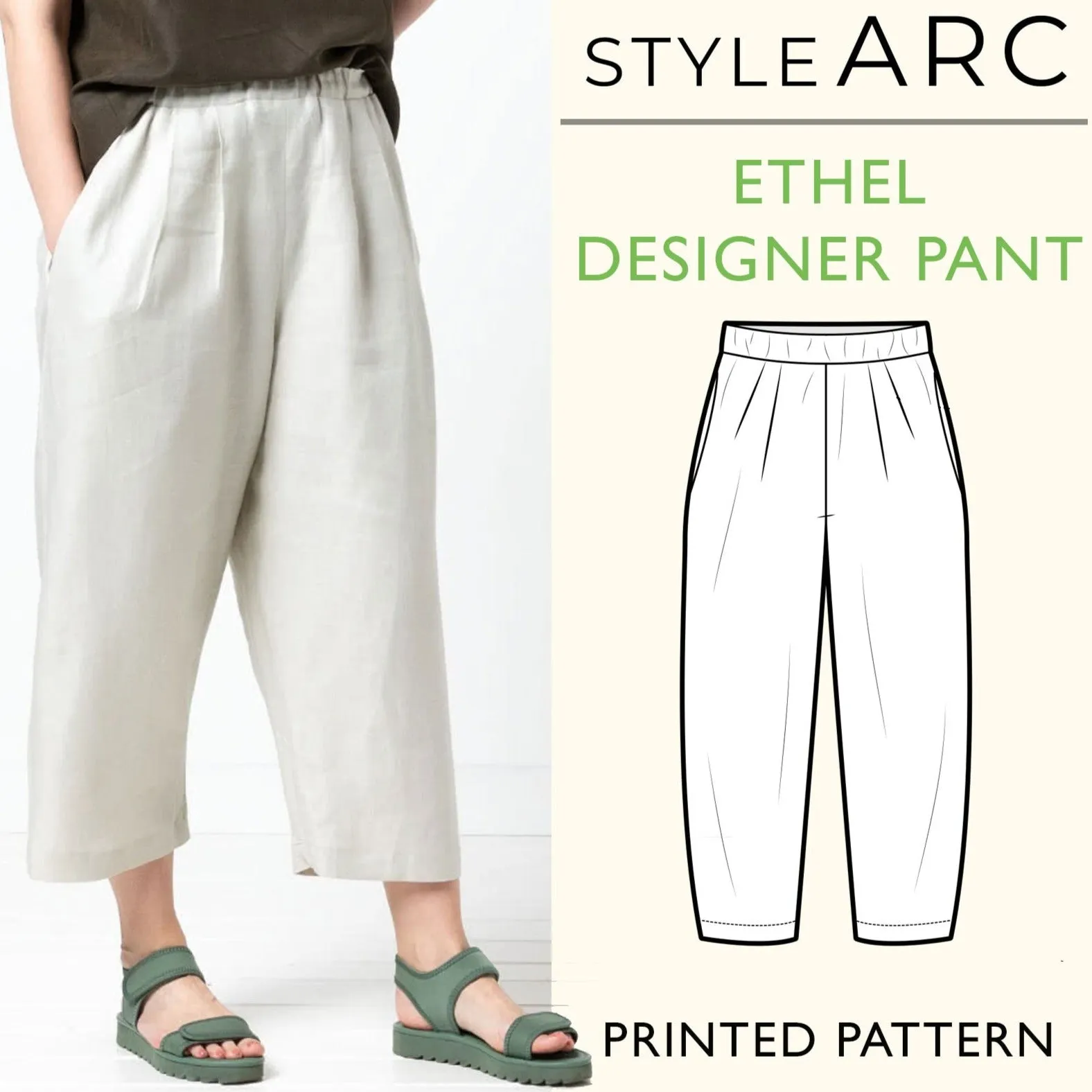 Ethel Designer Gaucho Pants Sewing Pattern by Style Arc, US Sizes 0-26