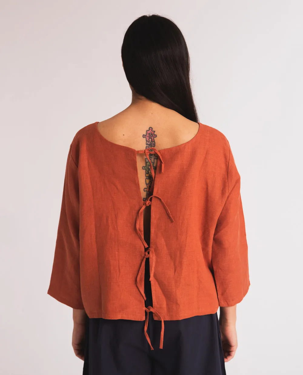 Fabia Linen Top In Clay