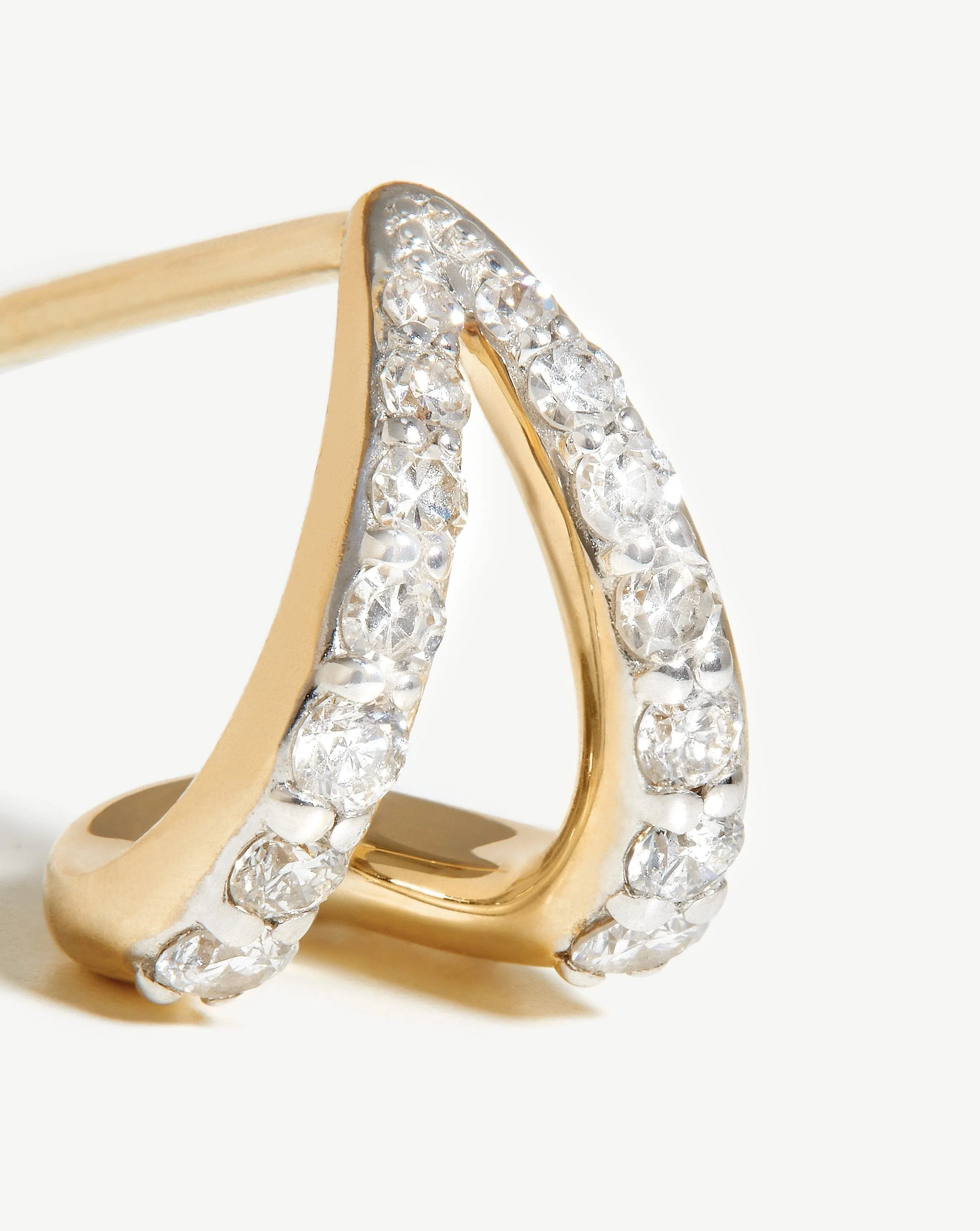 Fine Diamond Wishbone Huggies | 14ct Solid Gold/Diamond