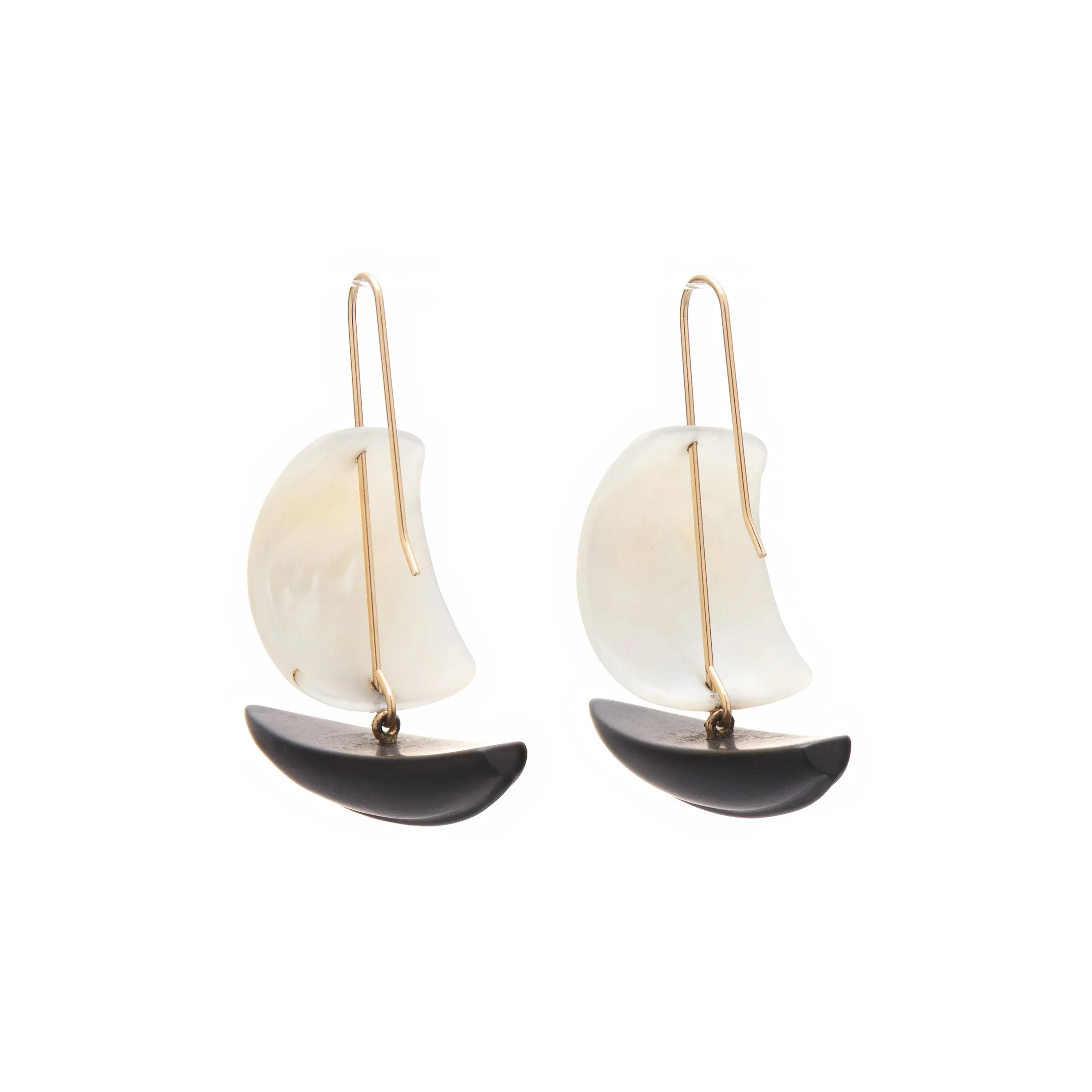 Gabriella Kiss 14k Mother of Pearl & Black Jade Ghost Ship Earrings