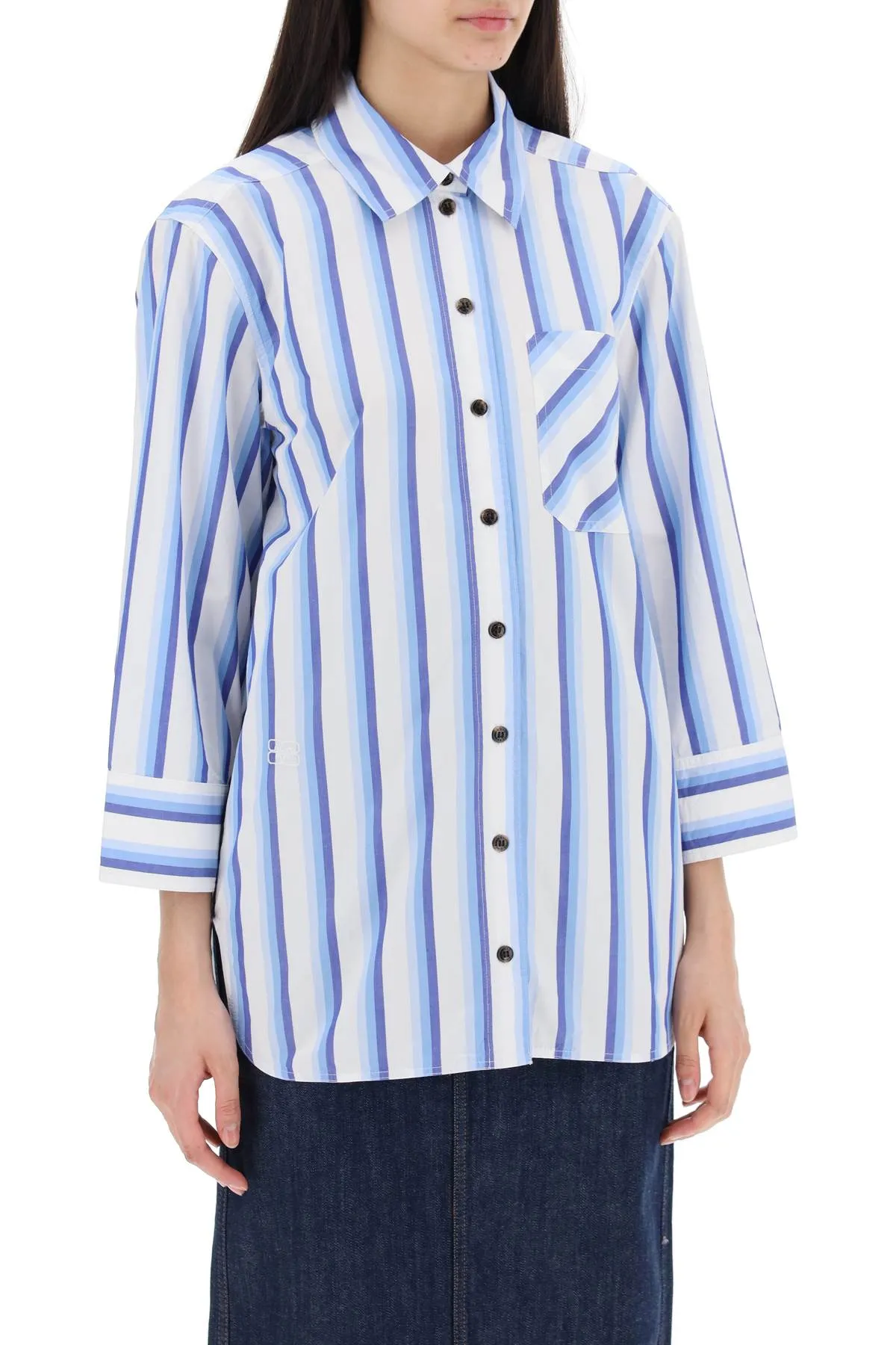 GANNI oversized striped poplin shirt