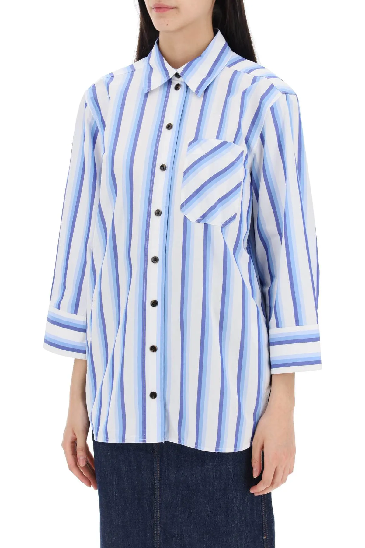 GANNI oversized striped poplin shirt