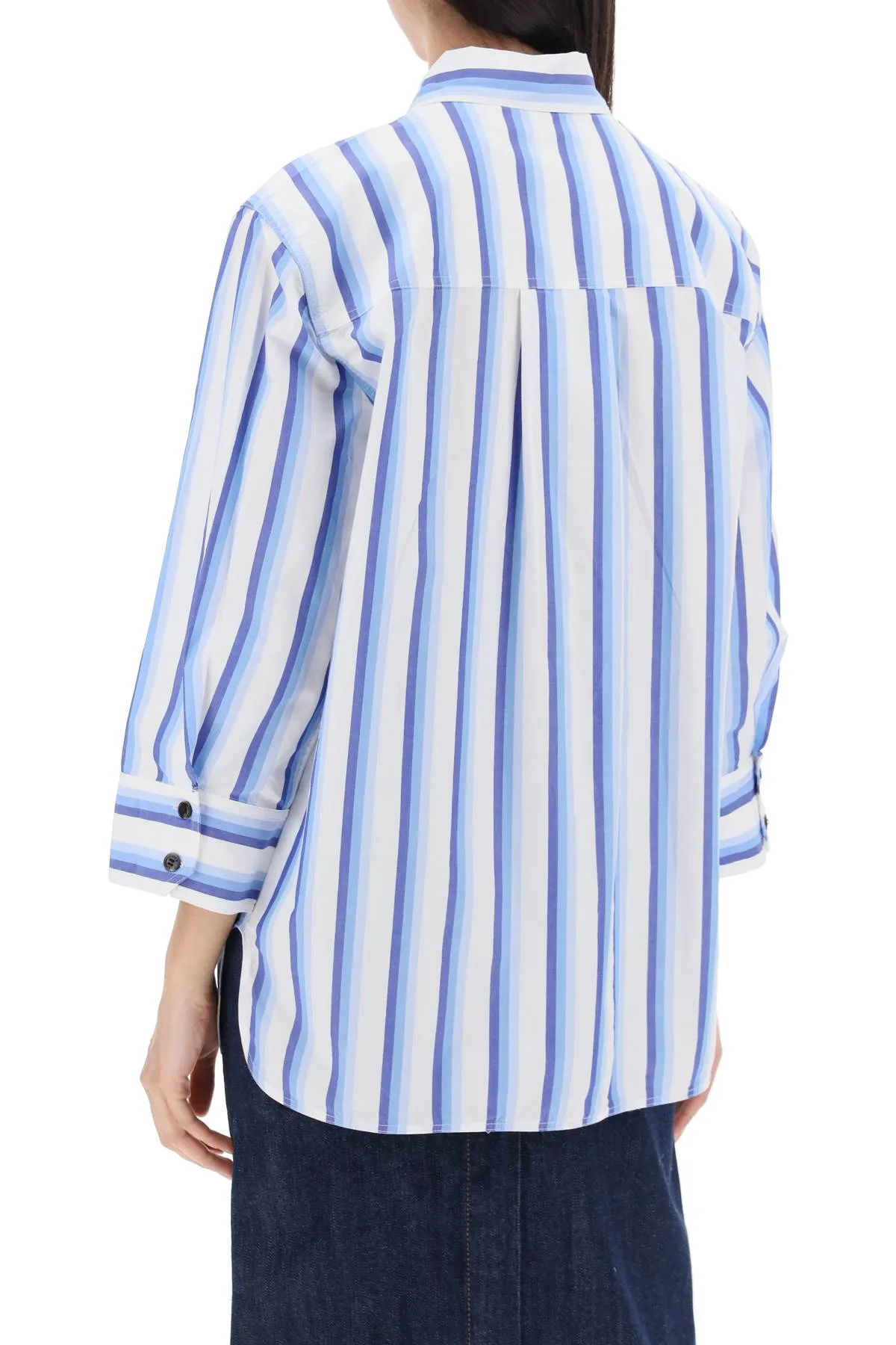 GANNI oversized striped poplin shirt