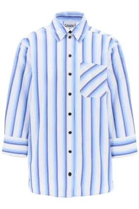 GANNI oversized striped poplin shirt