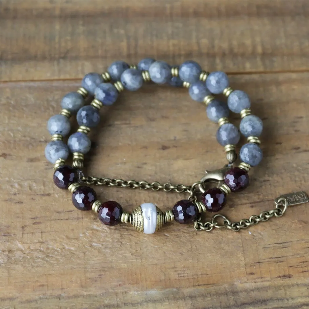 Garnet and Labradorite Love and Serendipity Mala Choker