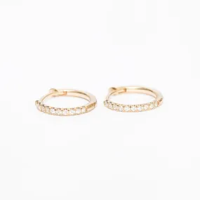 Gold Pave Diamond Huggie Hoops