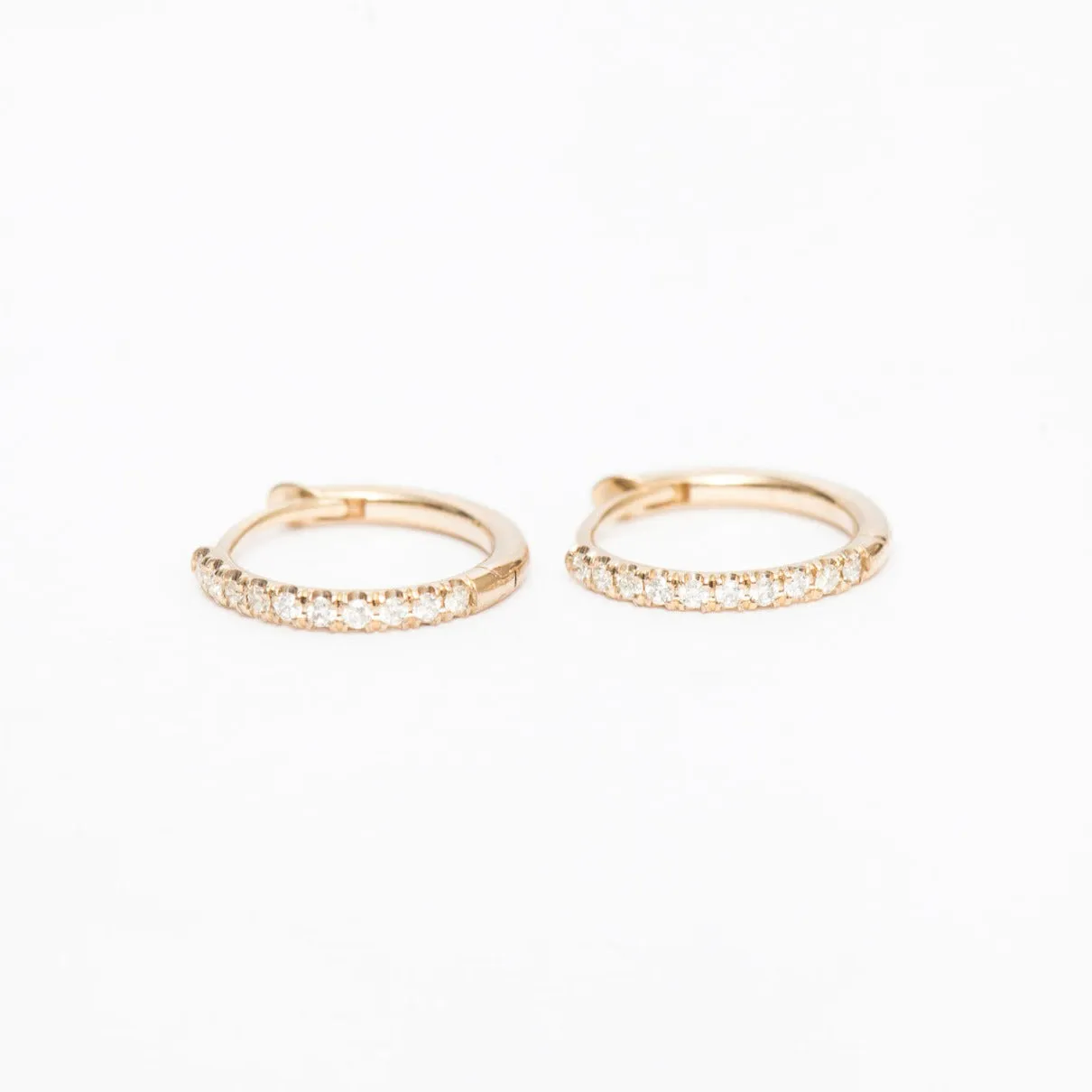 Gold Pave Diamond Huggie Hoops