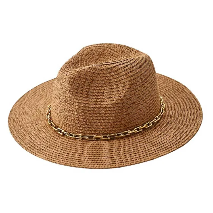 Hardware Chain Band Pointed Straw Hat