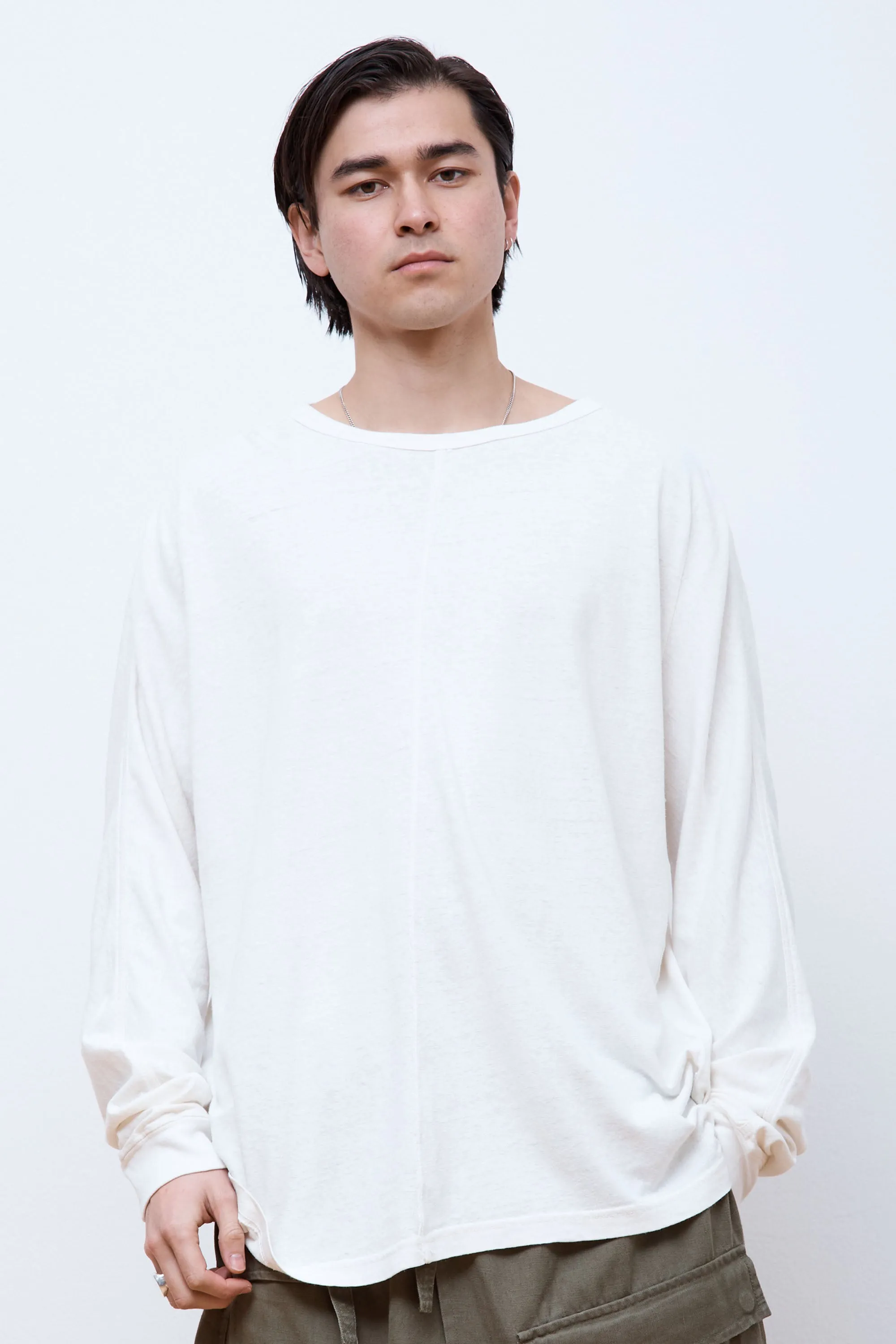 Hemp Cross Oversized L/S T-Shirt White