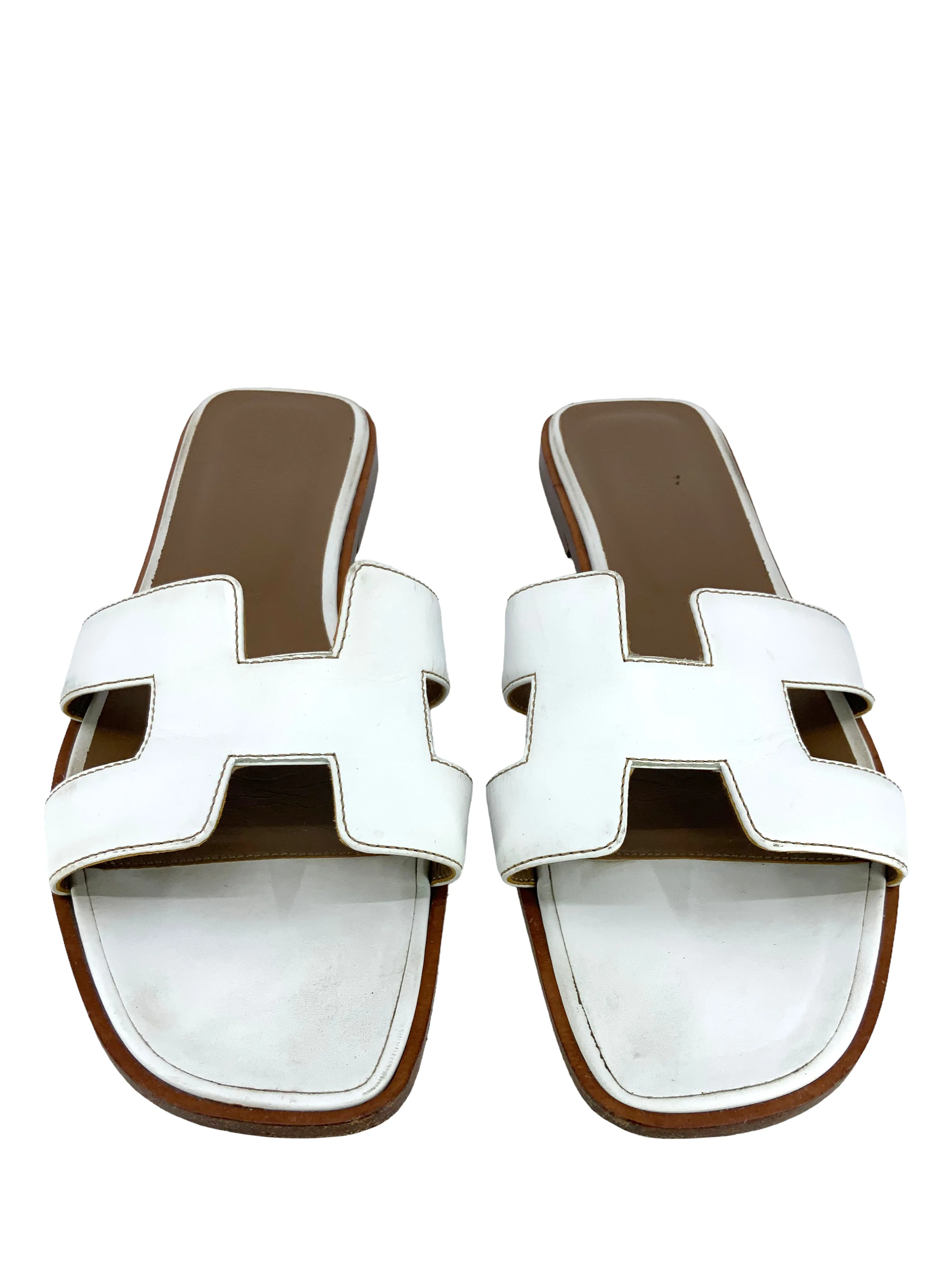 HERMES Calfskin Leather Oran Sandals Size 11