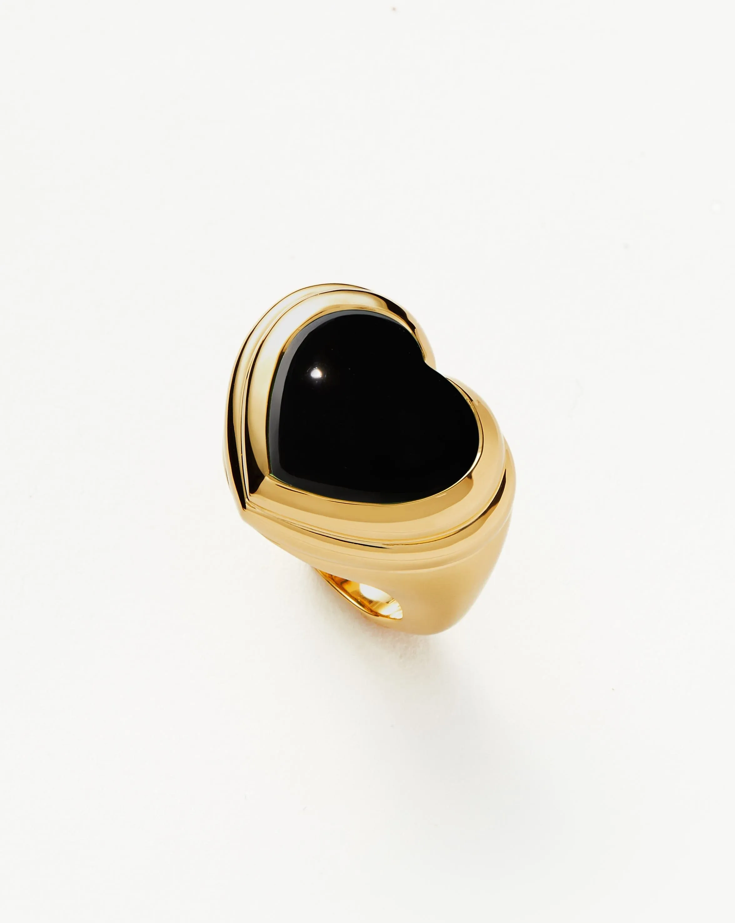 Jelly Heart Gemstone Ring | 18ct Gold Plated/Black Onyx